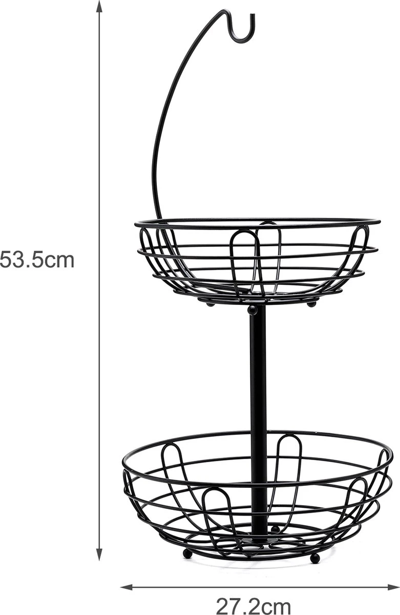 Sens Design Fruitmand Met Houder – Fruitschaal 2 Lagen – Zwart Metaal 8 Sens Design Fruitmand Met Houder – Fruitschaal 2 Lagen – Zwart Metaal - Afbeelding 6