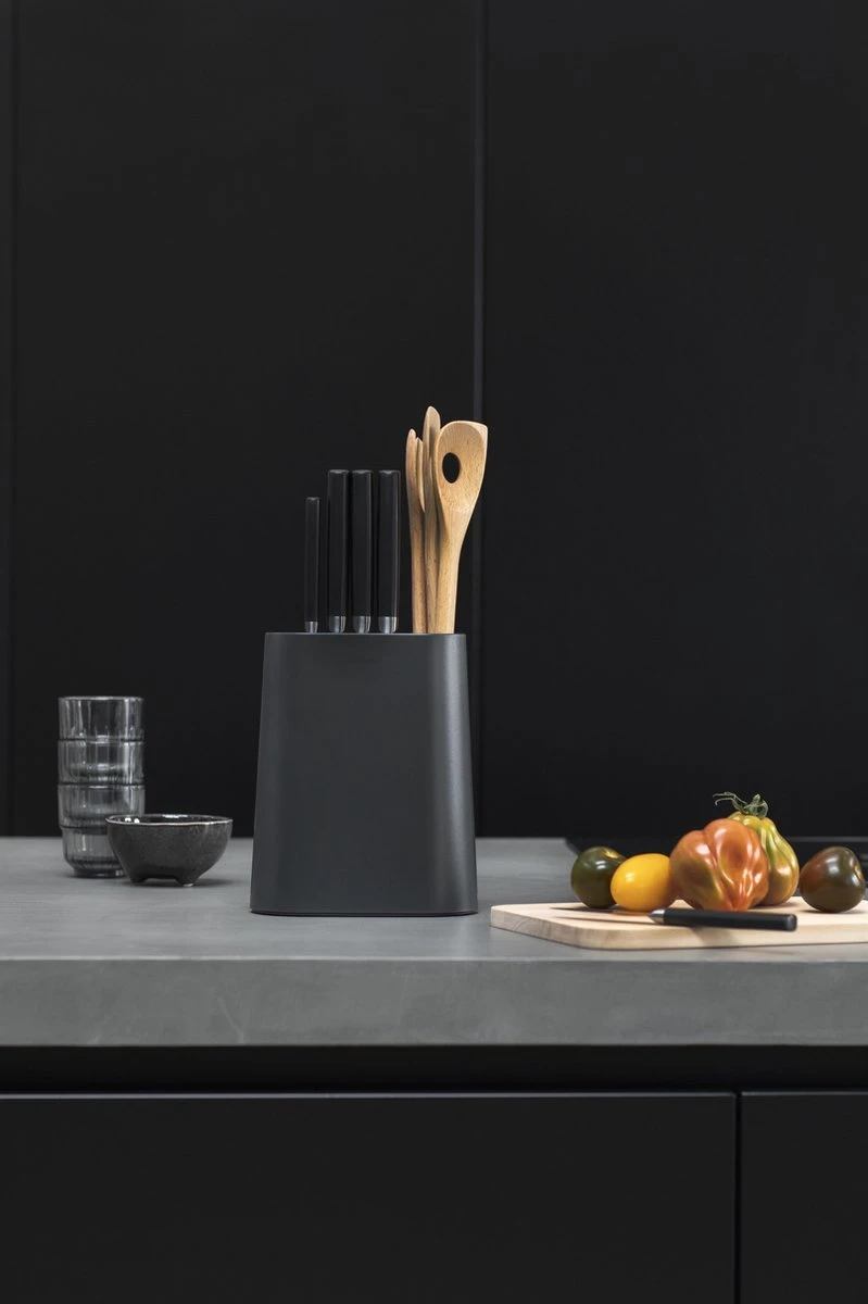 Brabantia Profile Universeel Messenblok - Met Keukengerei Houder - Dark Grey 5 Brabantia Profile Universeel Messenblok - Met Keukengerei Houder - Dark Grey - Afbeelding 3