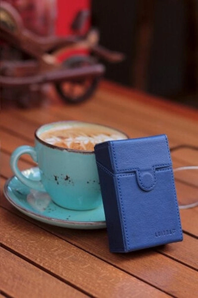 Sigarettendoosje - Sigarettenhoesje - Lederen Doos - Extra Sterk – Blauw 3 Sigarettendoosje - Sigarettenhoesje - Lederen Doos - Extra Sterk – Blauw
