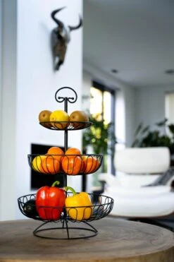 Sens Design Fruitschaal - Fruitmand Metaal - Etagère 3 Laags - Zwart -Skimask 800x1200 216