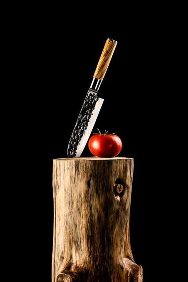 Forged Olive Santokumes 18cm - Olijfhout - In Houten Giftbox 5 Forged Olive Santokumes 18cm - Olijfhout - In Houten Giftbox - Afbeelding 3