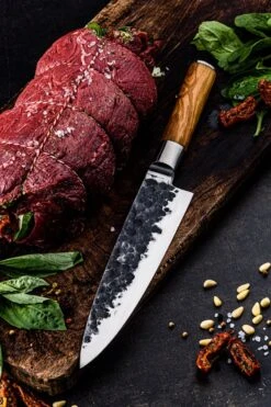 Forged Olive Koksmes 20cm - Olijfhout - In Houten Giftbox -Skimask 800x1200 8