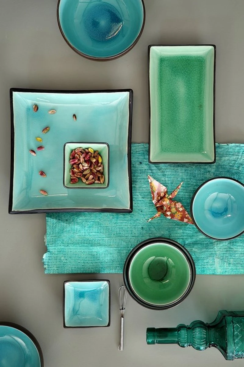 Tokyo Design Studio Glassy Turquoise Sushi Servies - 8 Delig - 2 Persoons 5 Tokyo Design Studio Glassy Turquoise Sushi Servies - 8 Delig - 2 Persoons - Afbeelding 3