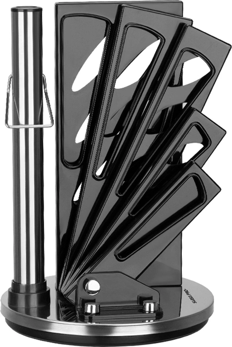 Swiss Pro+ - SP-KSBLK-S - 8-delige Keukenmessenset Met Standaard - Keramisch Messenset - RVS - Inclusief Messenblok - Zwart 14 Swiss Pro+ - SP-KSBLK-S - 8-delige Keukenmessenset Met Standaard - Keramisch Messenset - RVS - Inclusief Messenblok - Zwart - Afbeelding 12