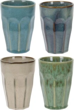 Orange85 Cappuccino Mokken - Latte Macchiato Glazen - 330 Ml - Hittebestendig - Set Van 4 - Porselein - Multicolor - Cappuccino Glazen - Cappuccino Kopjes