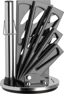 Swiss Pro+ | SP-KSBLK-S | 8-delige Keukenmessenset Met Standaard | Keramisch Messenset | RVS | Inclusief Messenblok | Grijs -Skimask 826x1200