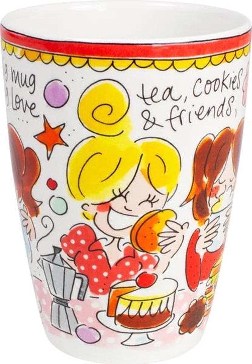 Blond Amsterdam Even Bijkletsen Beker XL 500 Ml - Rode Rand 4 Blond Amsterdam Even Bijkletsen Beker XL 500 Ml - Rode Rand - Afbeelding 2