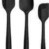 Krumble Siliconen Spatelset Van 3 - Spatels - Koken - Kookgerei - Scheplepels - Opscheplepel - Pannenlikker - Keukengerei - Spatelset Kunststof - Zwart