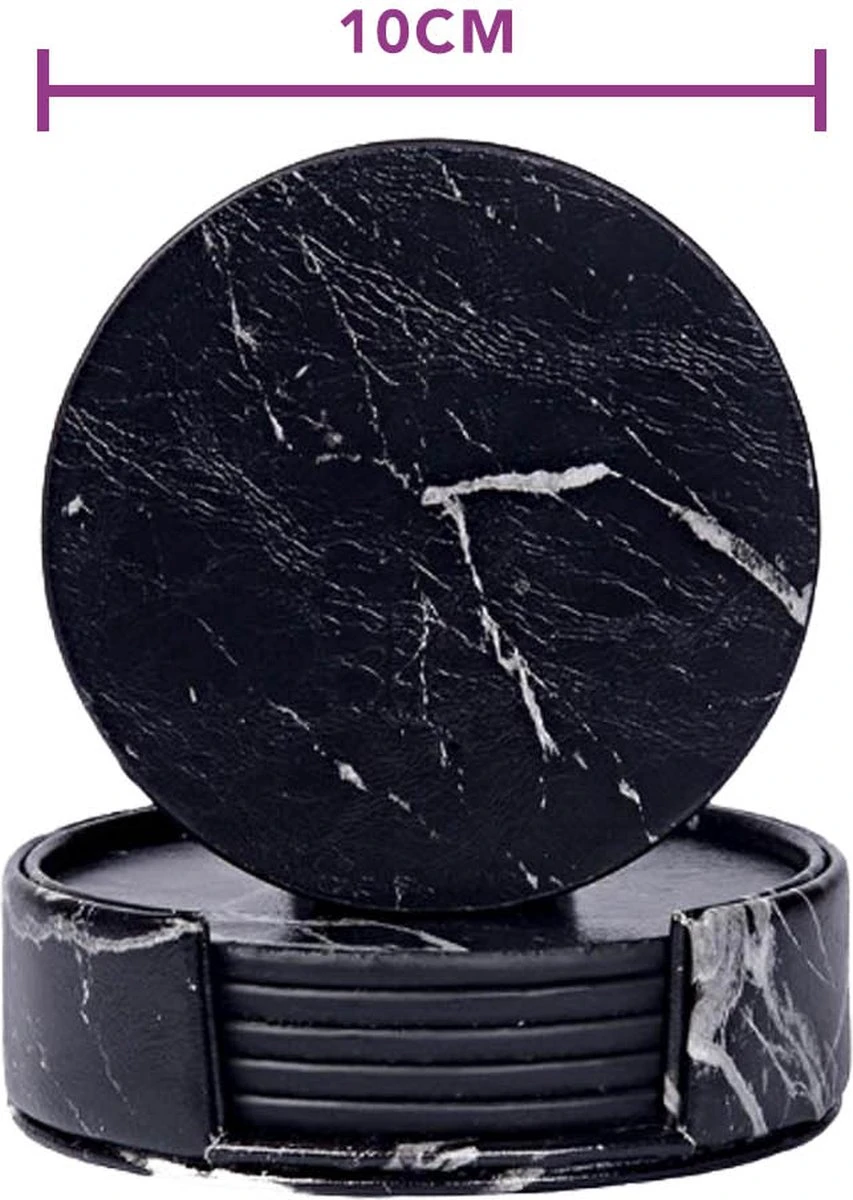 Onderzetter Voor Glazen - Onderzettersset - Drink Onderzetters - Marmer Look - Set Van 6 - SEVEND® 6 Onderzetter Voor Glazen - Onderzettersset - Drink Onderzetters - Marmer Look - Set Van 6 - SEVEND® - Afbeelding 4