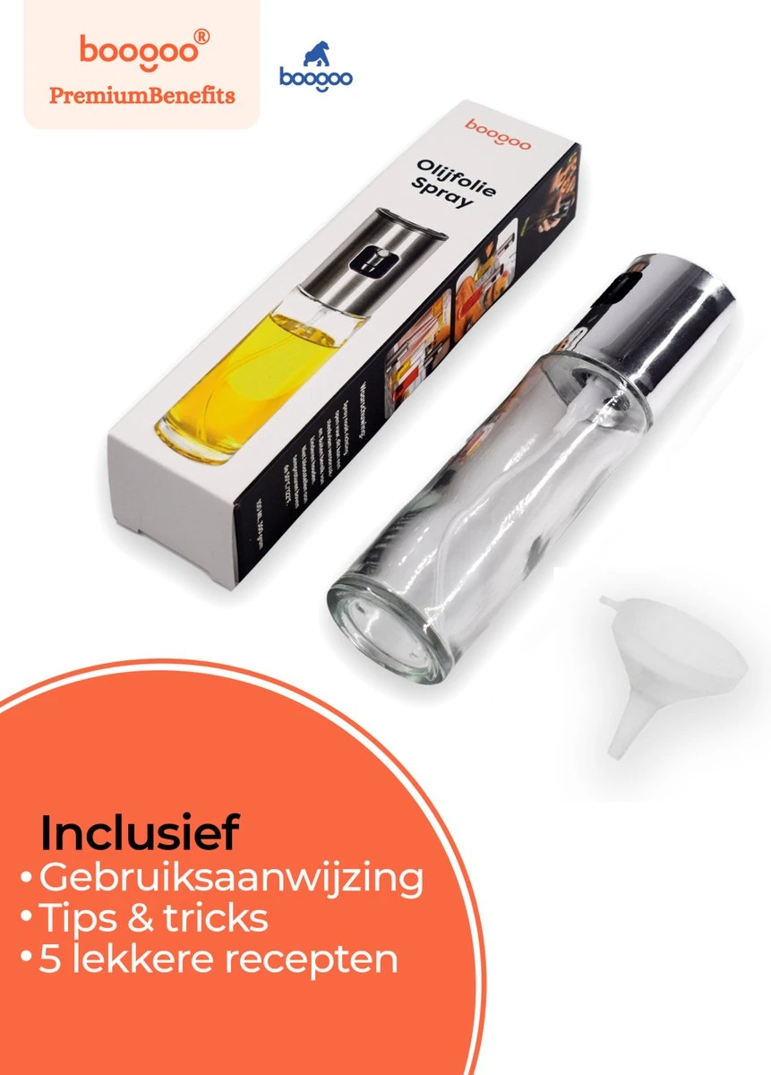 BooGoo® - Olijfolie Sprayer Deluxe - Olijfolie Fles Verstuiver Voor Keuken - Cooking Spray - Oliespray - Bbq Accesoires - Oliefles - Bakspray 7 BooGoo® - Olijfolie Sprayer Deluxe - Olijfolie Fles Verstuiver Voor Keuken - Cooking Spray - Oliespray - Bbq Accesoires - Oliefles - Bakspray - Afbeelding 5