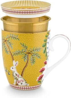 Pip Studio La Majorelle Yellow - Theeset - Porselein - Mok + Theezeef + Theetip - Porselein - 350ml - Geel Servies - Pasen - Konijn -Skimask 864x1200 8
