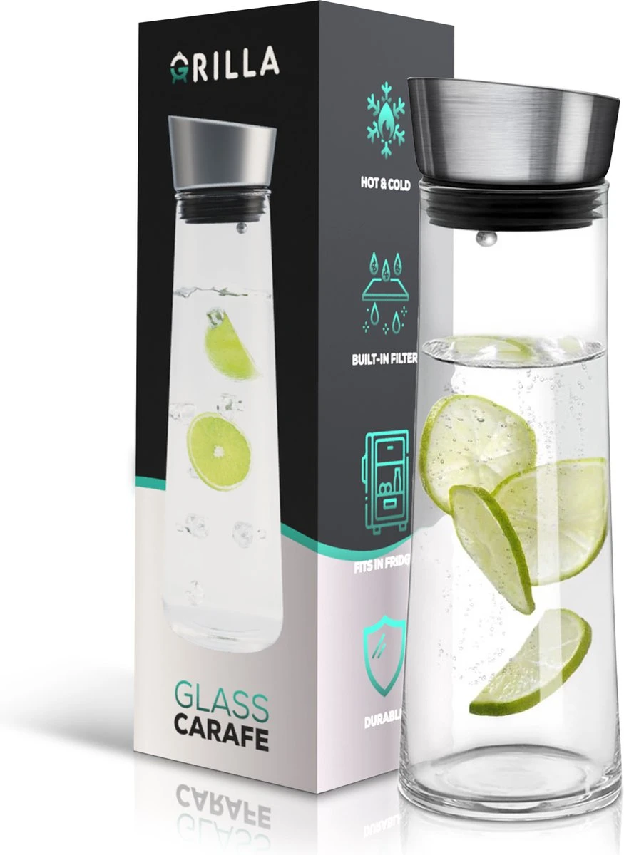 Grilla Karaf - 1000 Ml - Waterkan Met Deksel En Filter - Schenkkan - Waterkaraf 3 Grilla Karaf - 1000 Ml - Waterkan Met Deksel En Filter - Schenkkan - Waterkaraf