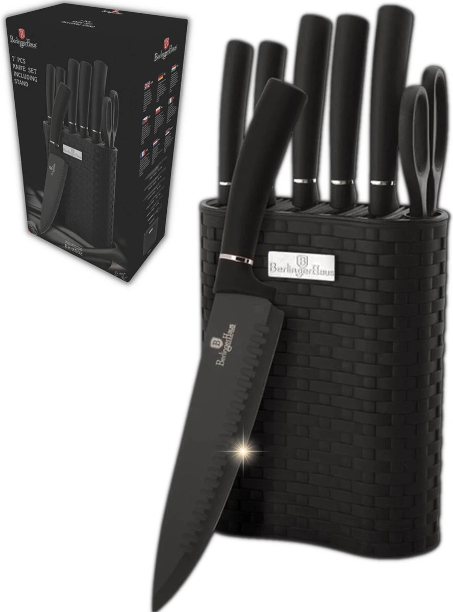 Berlinger Haus Messenset Met Messenblok - 7-delig - Zwart Met Zilveren Detail 3 Berlinger Haus Messenset Met Messenblok - 7-delig - Zwart Met Zilveren Detail