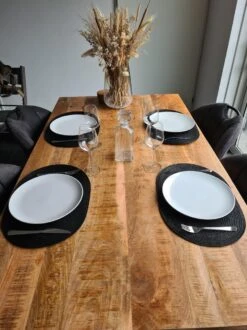 Merkloos EVER HOME Placemats- 4 STUKS - Ovaal - Placemat - Zwart - 45x30cm -Skimask 899x1200 67