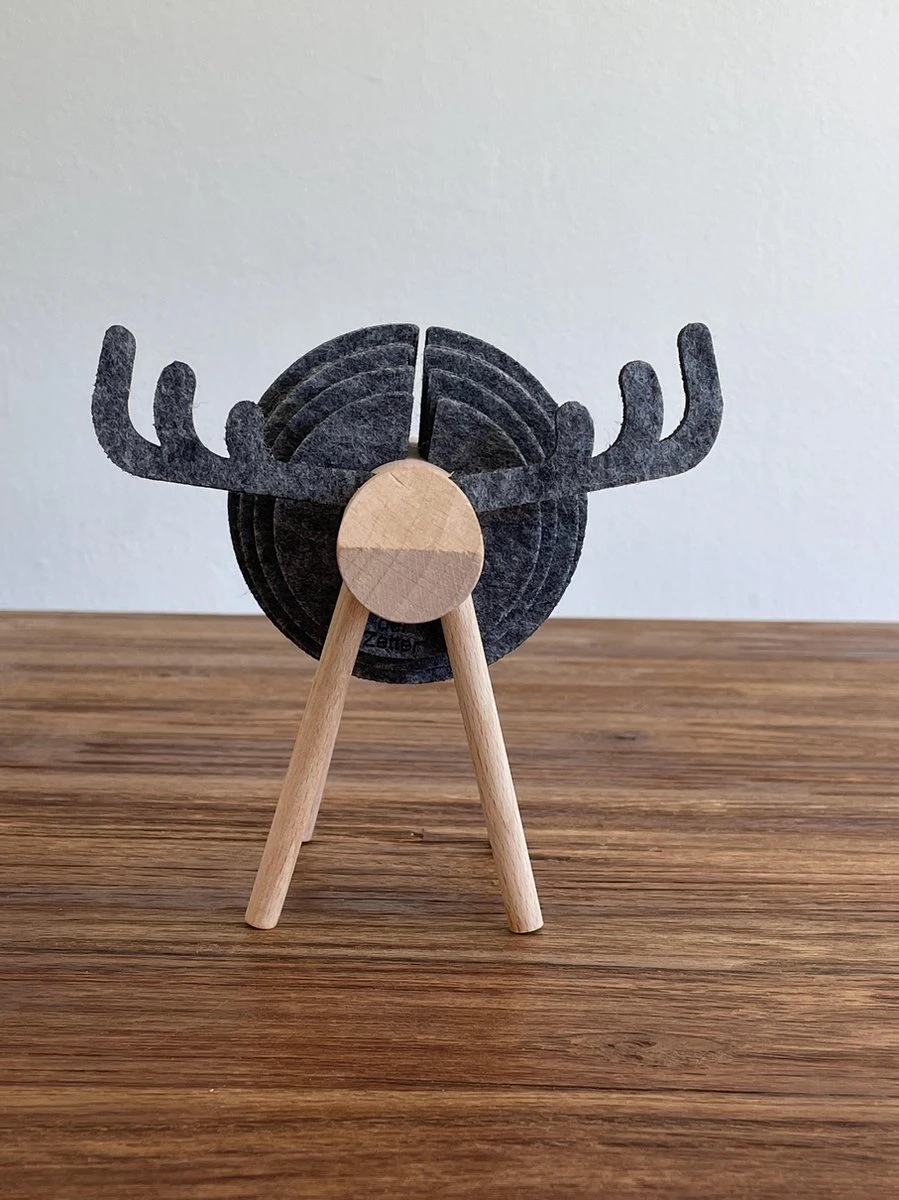 O.N. Der Zetter - Onderzetters Voor Glazen - Houten Rendier XL Met 12 Vilten Onderzetters - Groot - Rond - Donkergrijs - Bruin - Decoratie - Hittebestendig - Housewarming - Afscheid - Kado - Verjaardag - Man - Vrouw - Pasen Cadeau Feest Uniek 25 Euro 4 O.N. Der Zetter - Onderzetters Voor Glazen - Houten Rendier XL Met 12 Vilten Onderzetters - Groot - Rond - Donkergrijs - Bruin - Decoratie - Hittebestendig - Housewarming - Afscheid - Kado - Verjaardag - Man - Vrouw - Pasen Cadeau Feest Uniek 25 Euro - Afbeelding 2