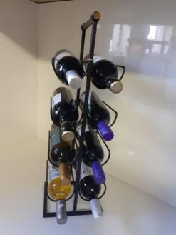 Wijnrek Staand Voor 8 Flessen Met Mango Houten Handvat Van Evergreen Home Decoration 60x20x17 Cm -Skimask 900x1200 25