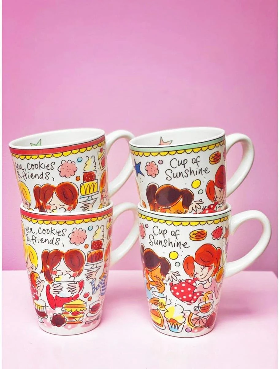 Blond Amsterdam Even Bijkletsen Beker XL 500 Ml - Rode Rand 7 Blond Amsterdam Even Bijkletsen Beker XL 500 Ml - Rode Rand - Afbeelding 5