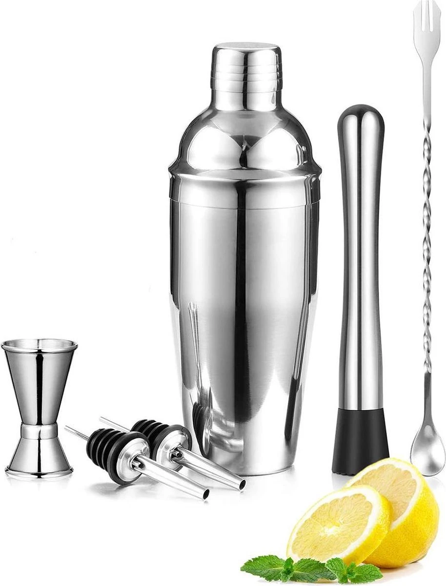 Merkloos Cocktail Set - Cocktail Shaker Set 6 Delig - RVS - Cocktailshaker 750ml - Cocktail Accessoires - Cocktail - Mix Drank - Cocktail Receptboekje - Cocktail Shake Beker 3 Merkloos Cocktail Set - Cocktail Shaker Set 6 Delig - RVS - Cocktailshaker 750ml - Cocktail Accessoires - Cocktail - Mix Drank - Cocktail Receptboekje - Cocktail Shake Beker