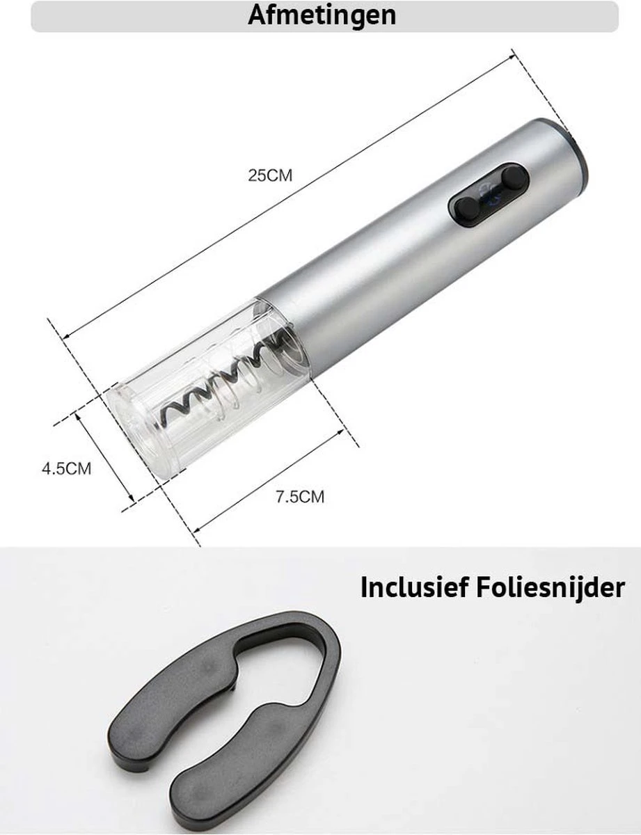 Elektrische Kurkentrekker Oplaadbaar - Elektrische Wijnopener - Automatische Kurkentrekker - Wijn Accessoires 6 Elektrische Kurkentrekker Oplaadbaar - Elektrische Wijnopener - Automatische Kurkentrekker - Wijn Accessoires - Afbeelding 4
