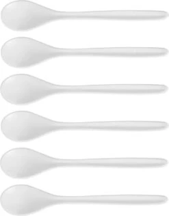 Cosy & Trendy Koffie/theelepeltje - 6 Stuks - Kunststof - Wit - 13 Cm