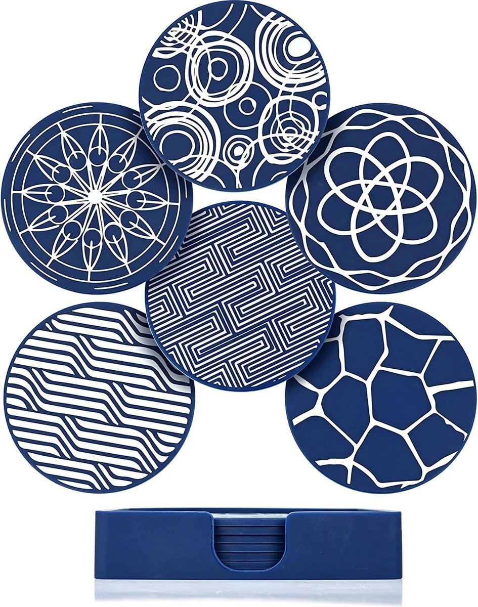 BOTC Onderzetters Met Houder - Set Van 6 - Onderleggers Voor Glazen - Glasonderzetters Voor Op Tafel - Coasters 3 BOTC Onderzetters Met Houder - Set Van 6 - Onderleggers Voor Glazen - Glasonderzetters Voor Op Tafel - Coasters