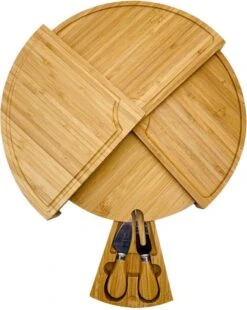 Jarif - Borrelplank - Tapasplank - Kaasplank - Serveerplank - Uitschuifbaar - Bamboe - Met Rvs Mesjes - 36 Cm -Skimask 957x1200 2