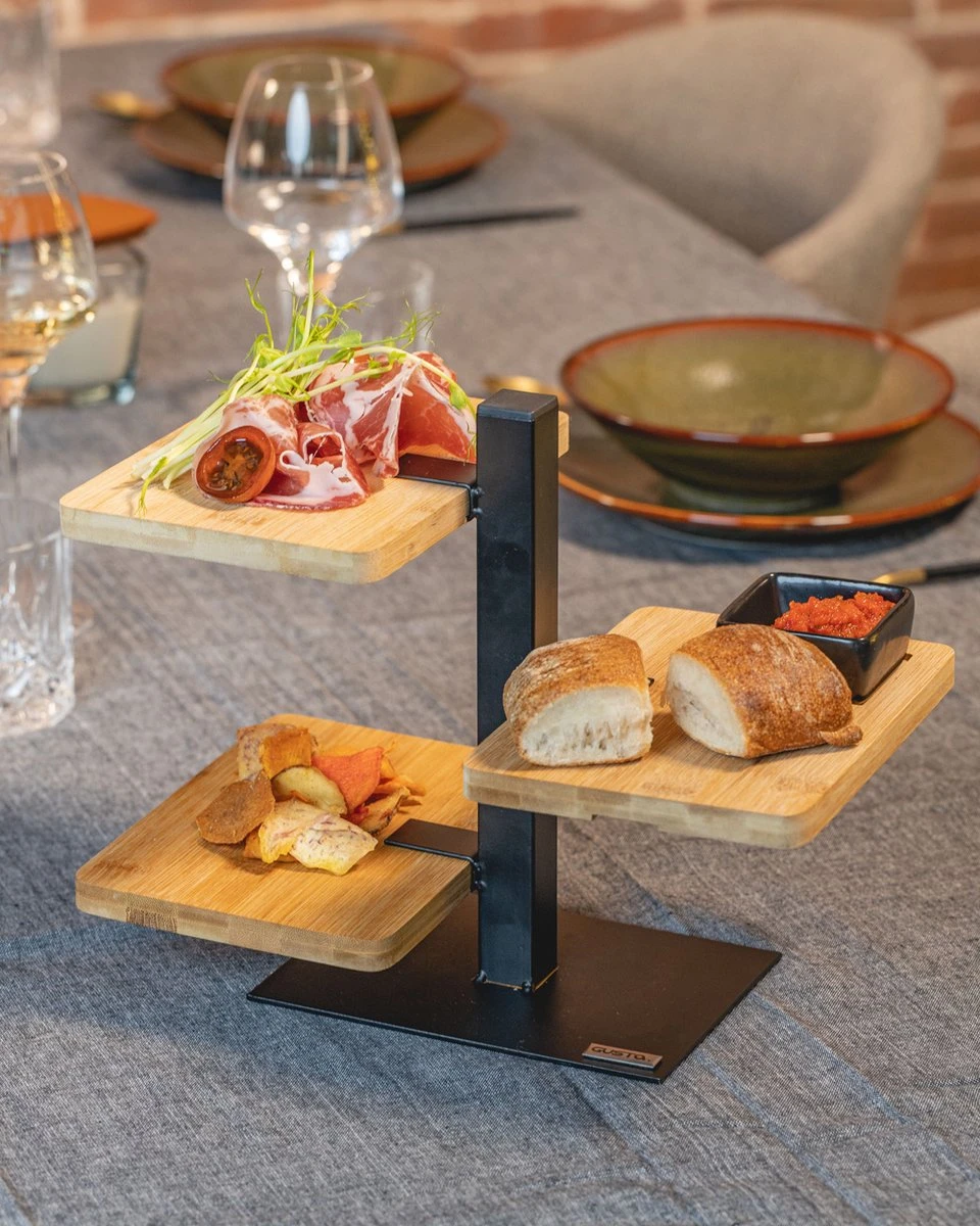 Gusta Serveertoren - 3 Bamboe Planken 4 Gusta Serveertoren - 3 Bamboe Planken - Afbeelding 2