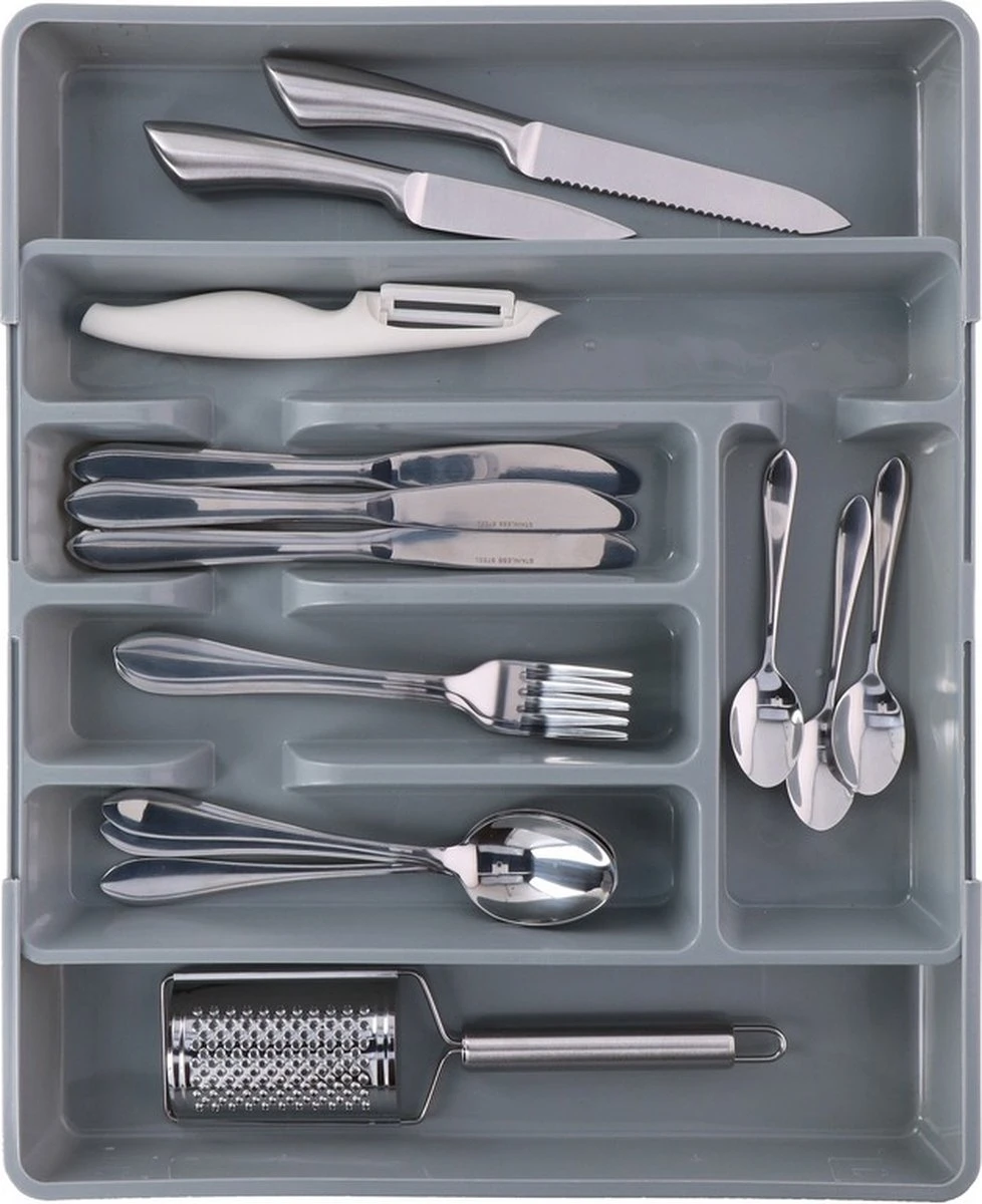 Merkloos Bestekbak/bestekhouder - Uitschuifbaar - Grijs - 44 Cm - 5 Tot 7 Vakken 5 Merkloos Bestekbak/bestekhouder - Uitschuifbaar - Grijs - 44 Cm - 5 Tot 7 Vakken - Afbeelding 3