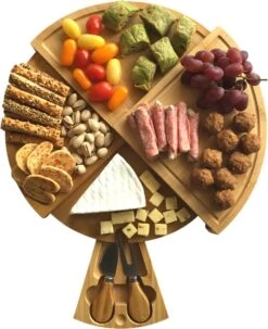 Jarif - Borrelplank - Tapasplank - Kaasplank - Serveerplank - Uitschuifbaar - Bamboe - Met Rvs Mesjes - 36 Cm -Skimask 978x1200 4