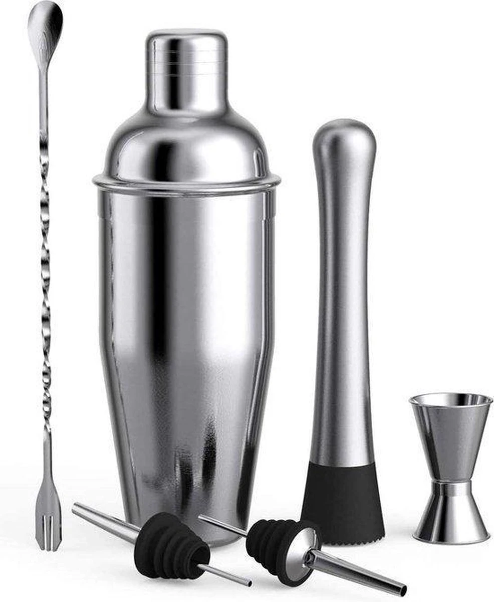 Flour Cocktailset - Luxe Cocktailshaker Set - 6-delig - RVS - Set Van Hoge Kwaliteit - 750ML 6 Flour Cocktailset - Luxe Cocktailshaker Set - 6-delig - RVS - Set Van Hoge Kwaliteit - 750ML - Afbeelding 4