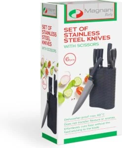 Magani - Zwarte Messenset - 6-delig - RVS - Vaatwasserbestendig - Inclusief Schaar En Messenhouder 16 Magani - Zwarte Messenset - 6-delig - RVS - Vaatwasserbestendig - Inclusief Schaar En Messenhouder -Skimask 987x1200