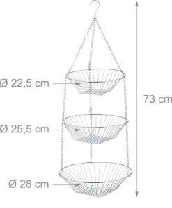 Relaxdays Hangende Fruitmand - Fruitschaal - Etagere Fruit - Hangmand - Draad - 3 Etages -Skimask 987x1200 6