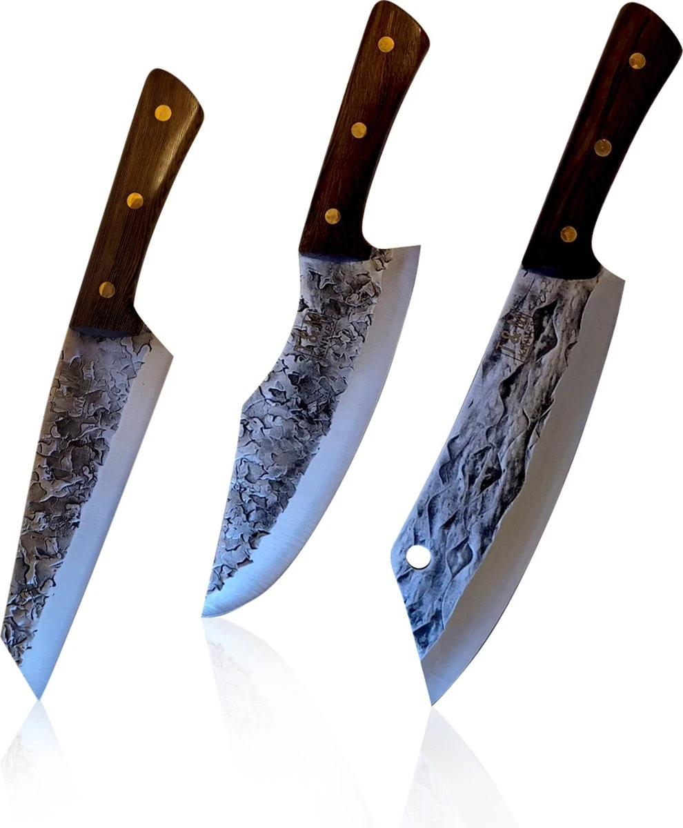 Messenset Professioneel 3-delig - Japanse Koksmessen - Prachtige Keukenmessen - Koksmes En Hakmes Messen Set- Prachtig Design 8 Messenset Professioneel 3-delig - Japanse Koksmessen - Prachtige Keukenmessen - Koksmes En Hakmes Messen Set- Prachtig Design - Afbeelding 6