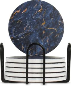 Castagnola Keramische Onderzetters Met Houder – Onderzetters Voor Glazen – Onderzetters Design – Onderzettersset – Drink Onderzetters – Keramisch – Kurk – Set Van 6 – Blauw/Goud 13 Castagnola Keramische Onderzetters Met Houder – Onderzetters Voor Glazen – Onderzetters Design – Onderzettersset – Drink Onderzetters – Keramisch – Kurk – Set Van 6 – Blauw/Goud -Skimask 992x1200 3