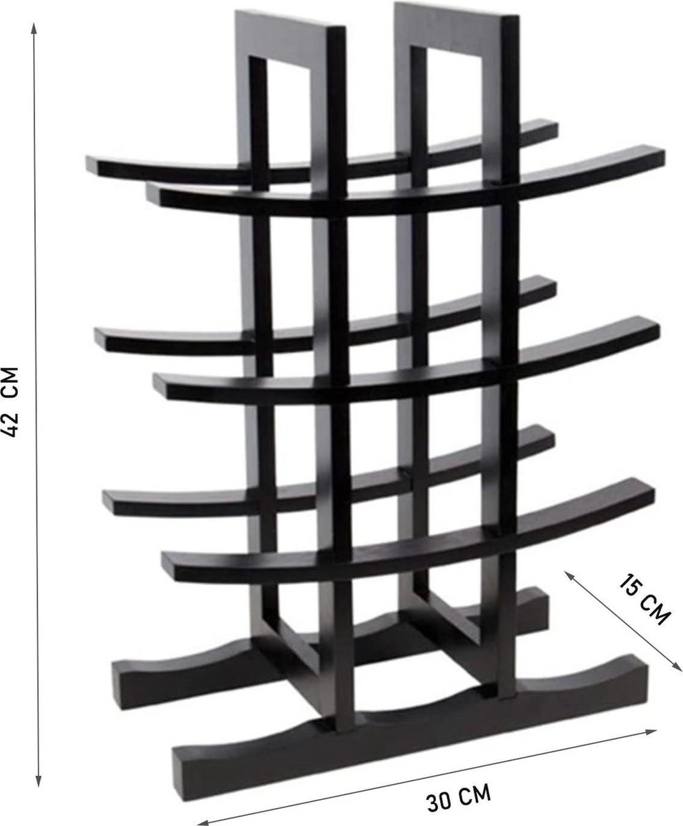 Q-Living Wijnrek - Wijnrek Design - Flessenrek - Wijnfleshouder - Wijnflessenrek - Zwart Bamboe - 12 Flessen 5 Q-Living Wijnrek - Wijnrek Design - Flessenrek - Wijnfleshouder - Wijnflessenrek - Zwart Bamboe - 12 Flessen - Afbeelding 3