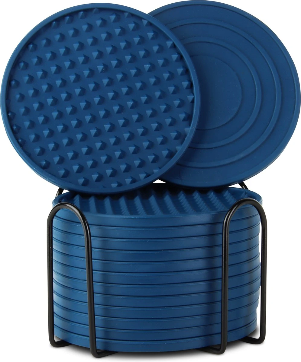 Castagnola Siliconen Onderzetters Met Houder – Onderzetters Voor Glazen – Onderzetters Design – Onderzettersset – Drink Onderzetters – Hoogwaardige Siliconen – Set Van 14 – Blauw 3 Castagnola Siliconen Onderzetters Met Houder – Onderzetters Voor Glazen – Onderzetters Design – Onderzettersset – Drink Onderzetters – Hoogwaardige Siliconen – Set Van 14 – Blauw